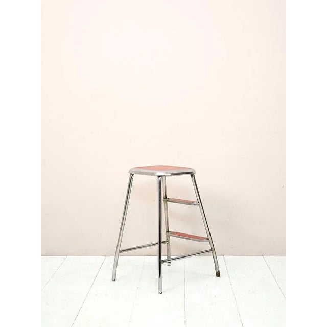 Red Metal Step Ladder, 1960s For Sale - Image 3 of 6