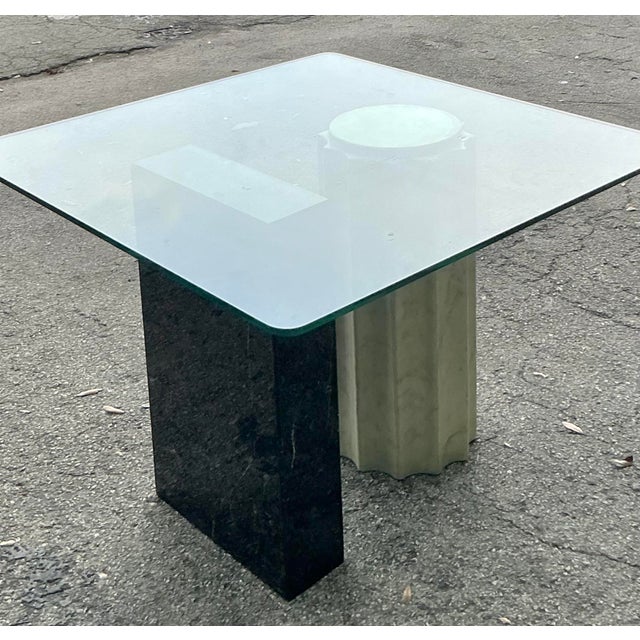 Unleash a captivating statement in your home with this striking Vintage Postmodern Stone Card Table, a true masterpiece of...