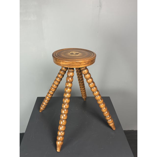 1960s Mid-Century Bobbin Wood Turned French Farm House Stool, France, 1960s For Sale - Image 5 of 15