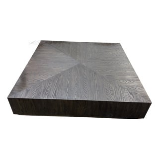 Restoration Hardware “Machinto” Square Coffee Table in Dark Oak For Sale