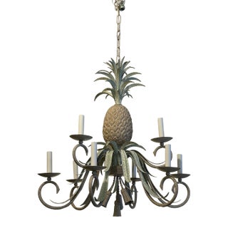 Vintage Italian Tole Pineapple and Tassel Chandelier For Sale
