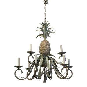 Vintage Italian Tole Pineapple and Tassel Chandelier