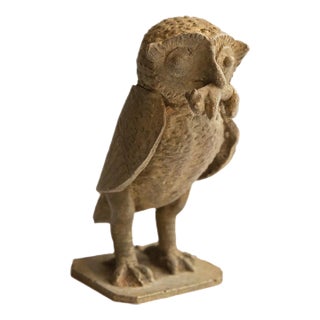 Vintage African Owl With Rat Sculpture For Sale