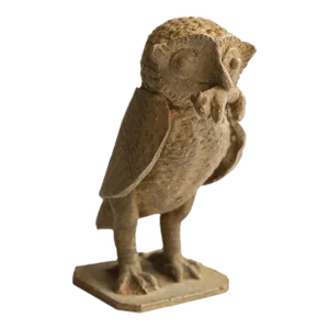 Vintage African Owl With Rat Sculpture