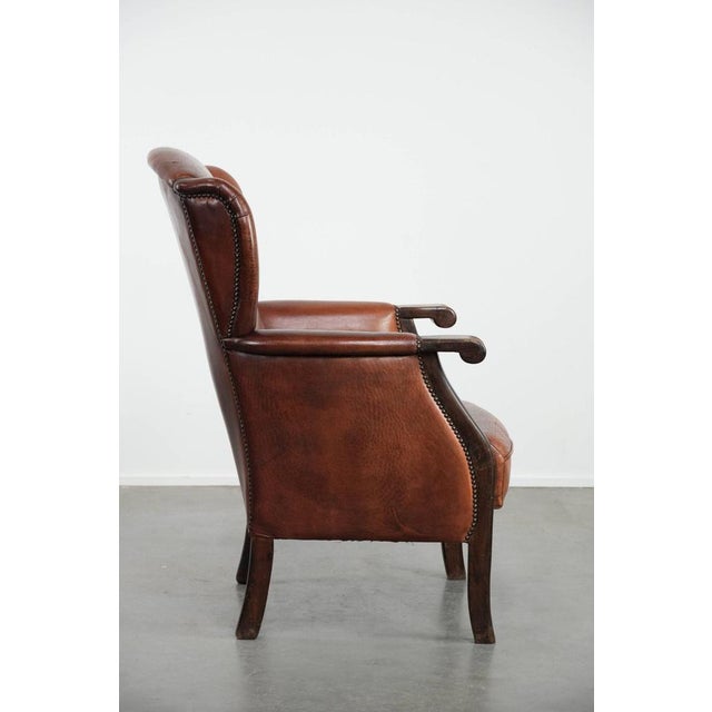 Vintage Wing Chair in Sheepskin Leather For Sale - Image 3 of 17