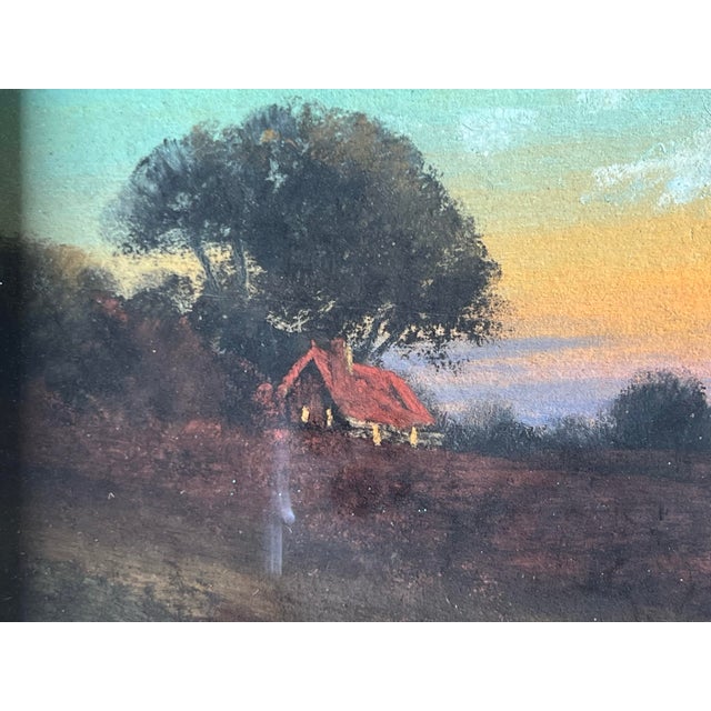 1970s Vintage Signed Framed Sunrise Landscape For Sale - Image 5 of 11