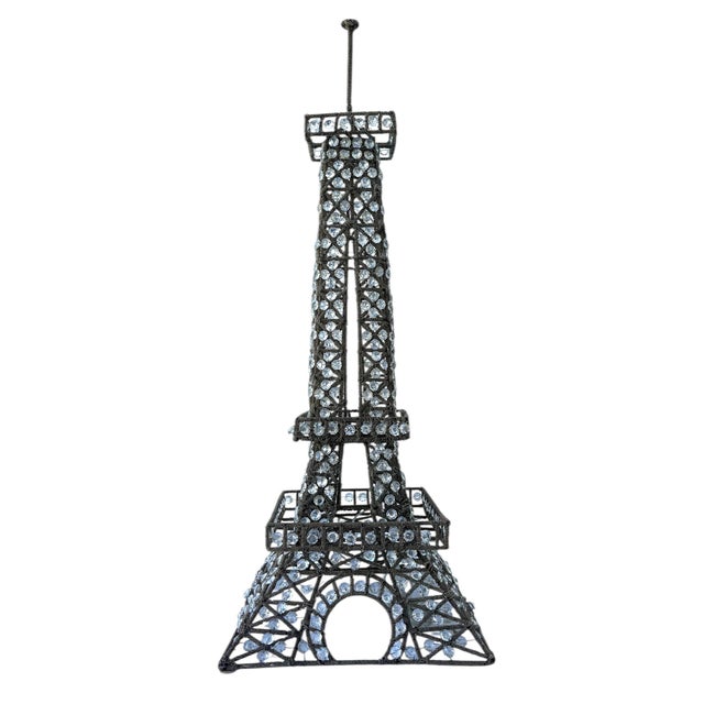 Transparent Mid 20th Century Mid Century Modern French Beaded Eiffel Tower Lamp For Sale - Image 8 of 10