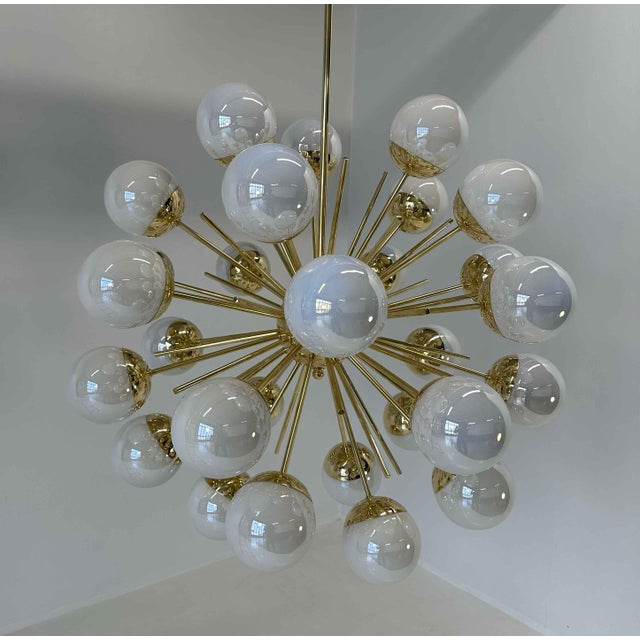 Mid-Century Modern Murano Glass and Brass Sputnik Chandelier, 2000s For Sale - Image 11 of 15
