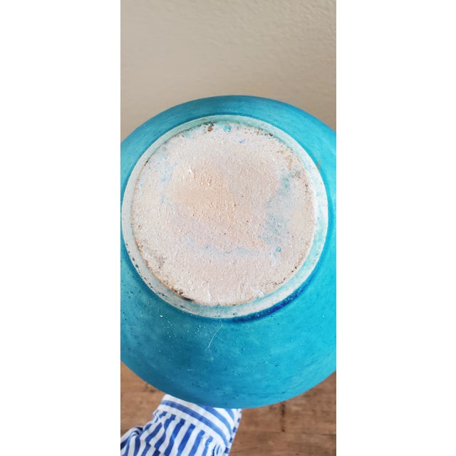 1980s Japanese Glazed Turquoise Blossom Vase in the Style of Mitsuo Shoji For Sale - Image 12 of 12