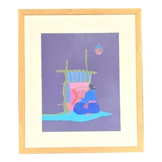 Vintage Boho John Nieto Signed Lithograph on Paper For Sale