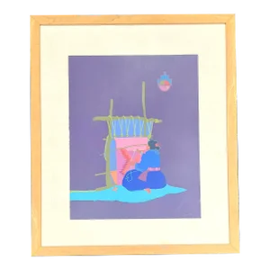 Vintage Boho John Nieto Signed Lithograph on Paper