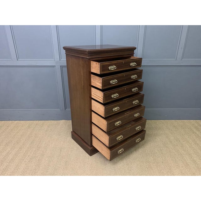 Wood Inlaid Mahogany Pillar Chest from Maple & Co., 1900 For Sale - Image 7 of 15