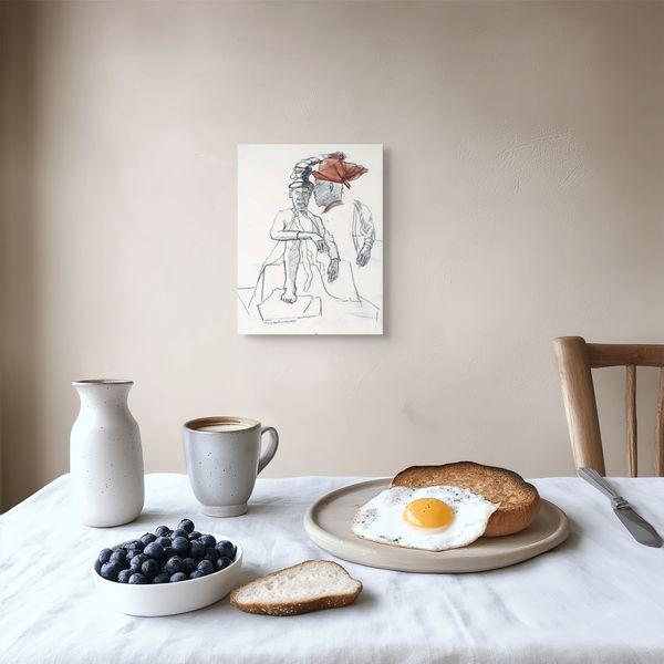 FREE shipping: Original painting on paper , a portrait of a man in costume, painted in an atelier in France. This painting...