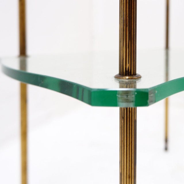 Brass Side Table with Double Glass Top in the style of Maison Jansen, 1940 For Sale - Image 11 of 16