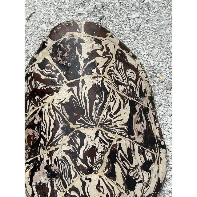 Sculpture Materials Vintage Boho Artisanal Pigmented Plaster Scagliola Turtle Shell For Sale - Image 7 of 12
