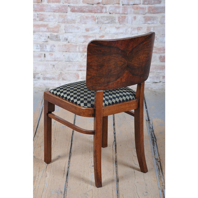 Vintage Art Deco Chairs in Beech and Walnut Veneer, Czech, 1920s, Set of 4 For Sale - Image 6 of 17