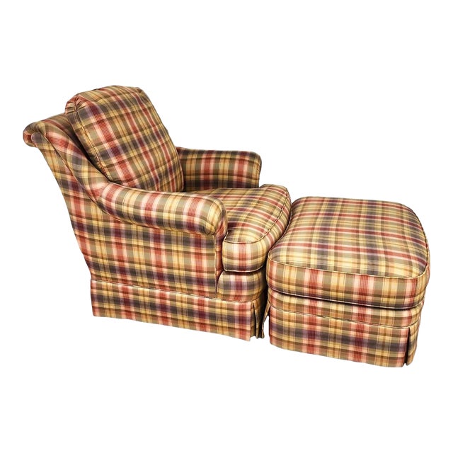 Sherrill English Country Club Chair & Ottoman For Sale