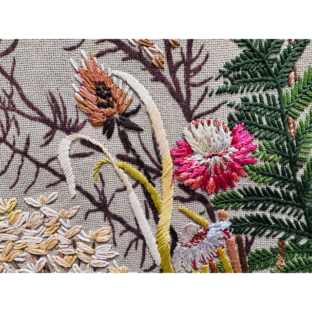 Hand-Embroidered Wall Hanging with Bouquet of Flowers, Germany, 1950s For Sale - Image 6 of 16