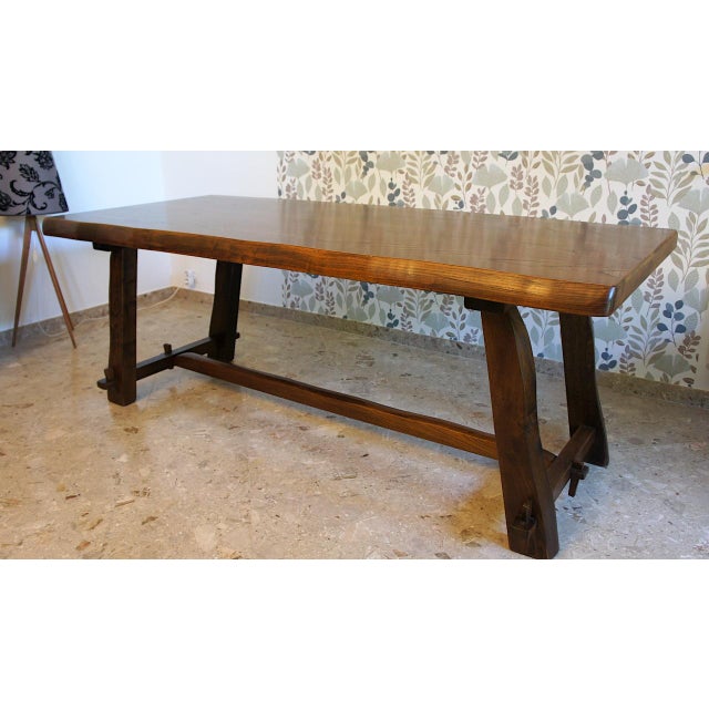 Vintage Brutalist Dining Table in Elm, 1960 For Sale - Image 4 of 8