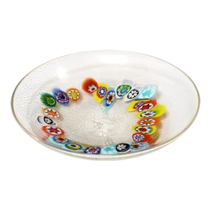 Mid-Century Hand-Blown Murano Millifiori & 24 Karat Gold Flecked Glass Bowl