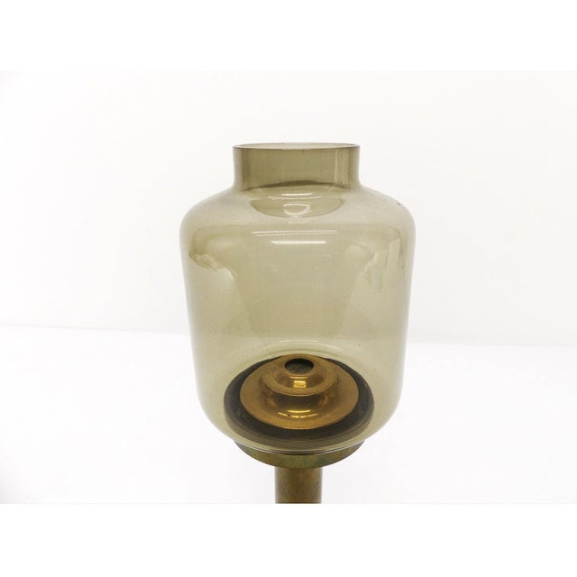 1960s Large Swedish Model L-102/32 Claudia Candlesticks in Brass and Tinted Glass by Hans-Agne Jakobsson for Markaryd, 1960s, Set of 3 For Sale - Image 5 of 9