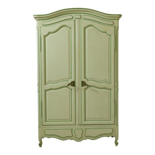 John Widdicomb Country French Paint Decorated Bedroom Armoire For Sale