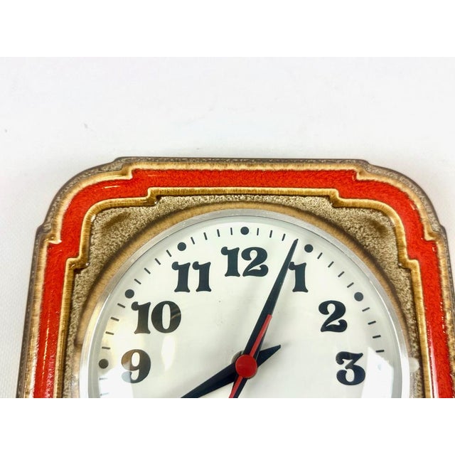 Mid-Century Modern German Ceramic Kitchen Wall Clock, 1960s For Sale - Image 3 of 9