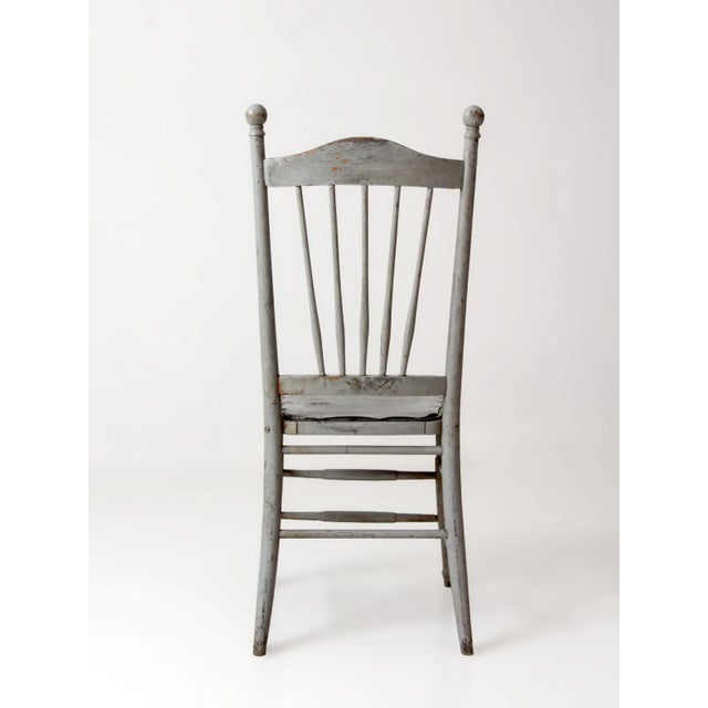 Gray Antique Victorian Painted Spindle Back Chair For Sale - Image 8 of 16