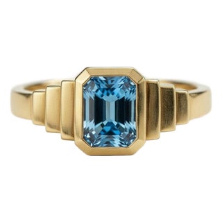 Topaz Solitaire Ring for Men Silver, Gold, Size 10 For Sale