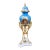 French Blue Porcelain Vase With Gold Leaf Details & Ornate Gilt Bronze Figural Mounts For Sale