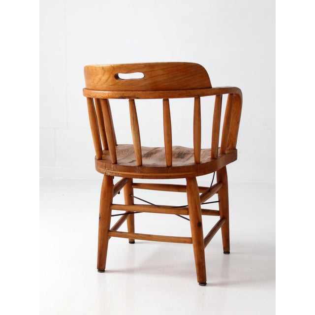 Vintage Oak Captain's Chair For Sale - Image 13 of 17