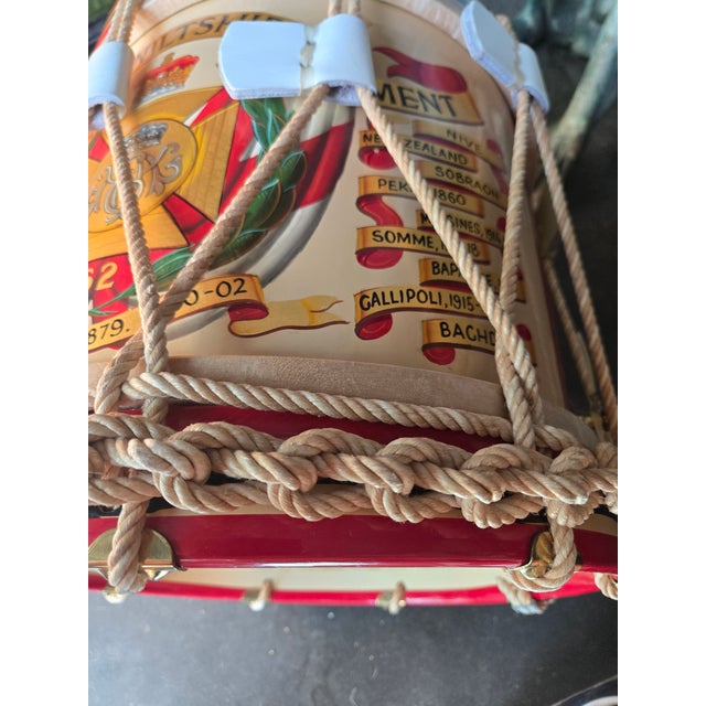 Wood Vintage Diminuitve English Reprodcution Regiment Drum / Occasiional Table For Sale - Image 7 of 9