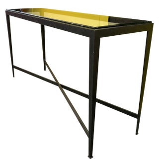 Steel and Beveled Glass Industrial Style Console Table For Sale