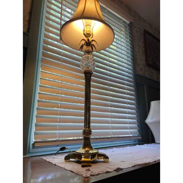 Vintage Waterford Crystal 35" Pineapple Hospitality Buffet Lamp - Brass (Model Lbu35a) For Sale - Image 10 of 15