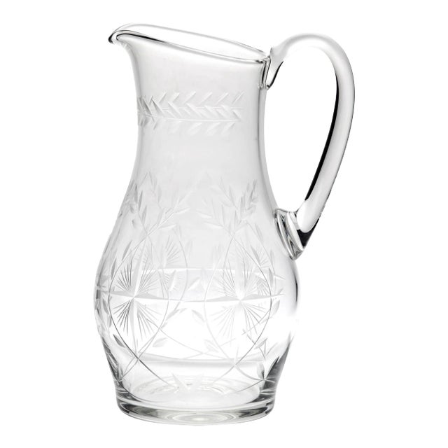 Graceful Cut Crystal Water Pitcher For Sale