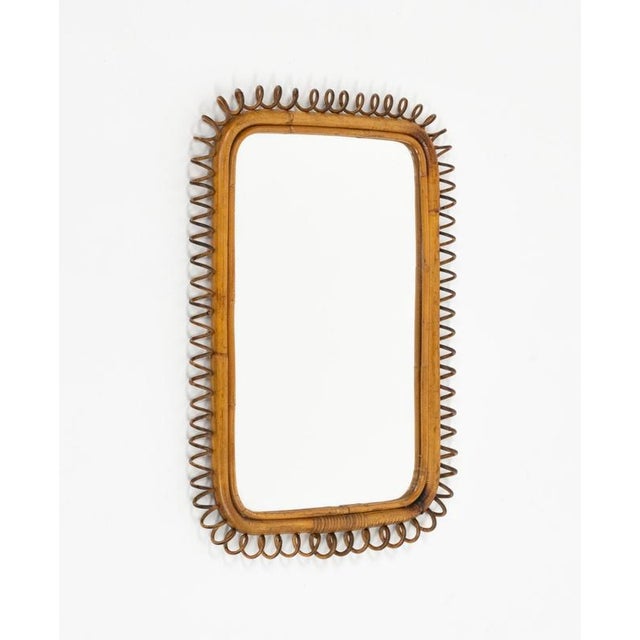 Franco Albini Mid-Century Modern Rattan and Bamboo Wall Mirror by Franco Albini, Italy, 1960s For Sale - Image 4 of 12