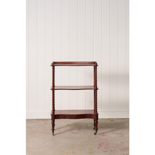 Late 19th Century Late 19th Century Victorian Mahogany 3-Tier Whatnot With Bobbin Legs on Casters For Sale - Image 5 of 11