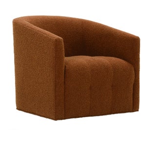 Peyton Boucle Fully Upholstered Swivel Chair, Rust For Sale