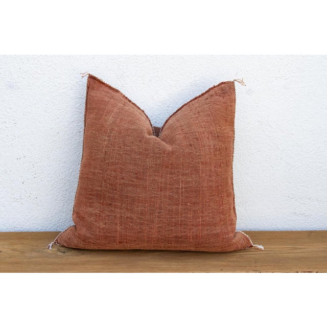 Textile 24" Rust Trail Moroccan Silk Pillow For Sale - Image 7 of 8