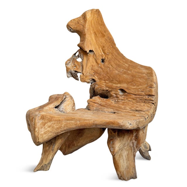 Sanded smooth natural freeform teak root chair. Artistic functional one of a kind art. Great indoors or out. When left...