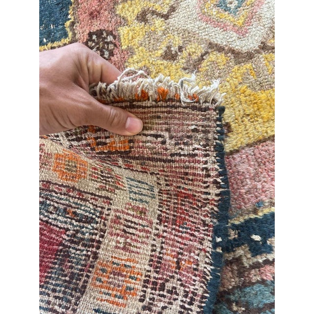 Saffron & Midnight Blue Antique Kurdish Rug Tribal Rug 3.5 x 4.8 For Sale - Image 4 of 13