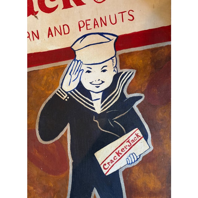 American Original 1970's Hand-Painted Cracker Jack Advertising Canvas on Keyed Professional Stretchers 24" X 48" For Sale - Image 3 of 7