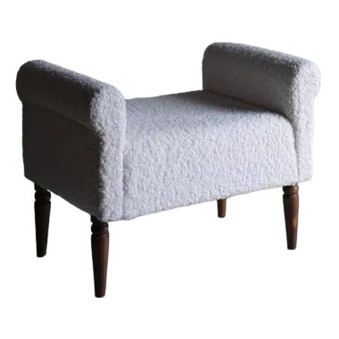 White Faux Shearling Ottoman, 1960s For Sale