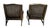 A handsome pair of vintage Henredon low-profile wingback lounge chairs featuring dark-finished oak wood frames, gracefully...