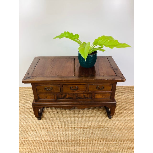 Vintage / Antique Asian Wood Side Table / Chest made of wood multiple drawers for storage probably used as a tea chest or...
