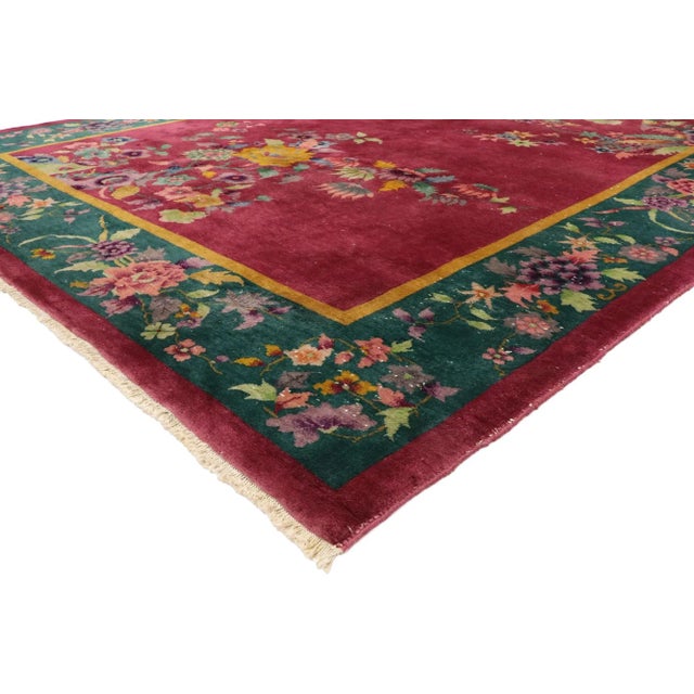 77454 Antique Chinese Art Deco Rug, 08'08 x 11'06. Steeped in tradition and imbued with an undeniable elegance, this hand-...
