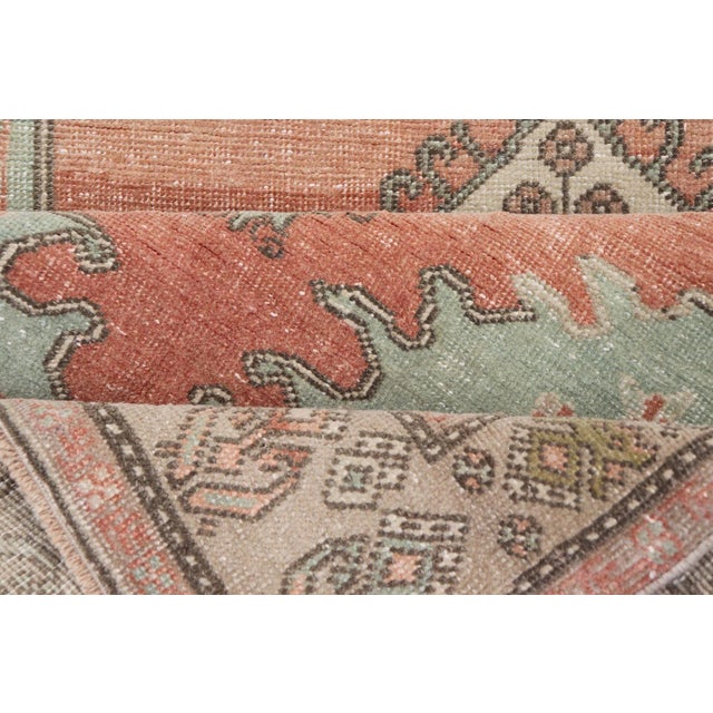 Vintage Turkish Oushak Rug With Medallion in Earthy Color Tones With Coral Color 3'2 X 5'11 For Sale - Image 9 of 10