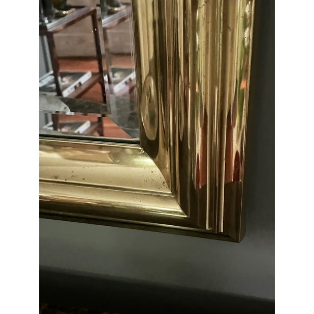 1970s XL Hollywood Regency Brass Mirror For Sale - Image 9 of 12