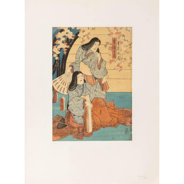 Utagawa Kunisada (Toyokuni III, Japanese, 1786-1865), Two Figural Scenes, Woodblack Prints in Colors, one depicting a...