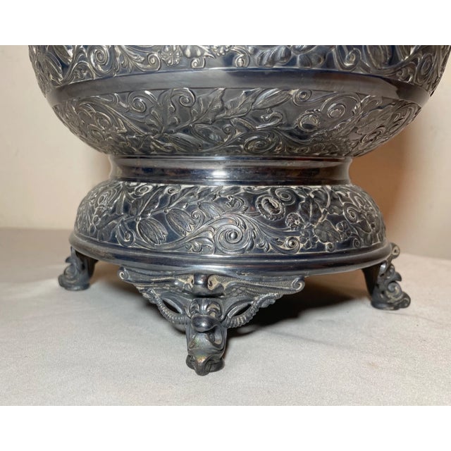 Antique R&h Ornate 1800's Silverplate Victorian Glass Oil Table Parlor Lamp For Sale - Image 10 of 15